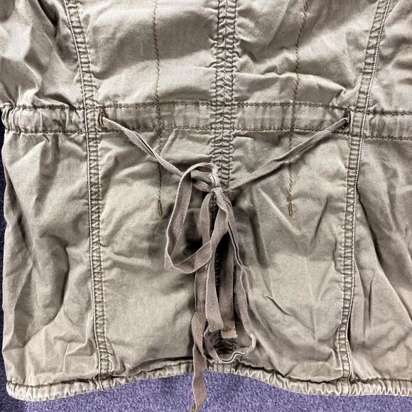 Hollister Parka Jacket Junior Large Olive Green Adjustable strings button pocket - Picture 11 of 16